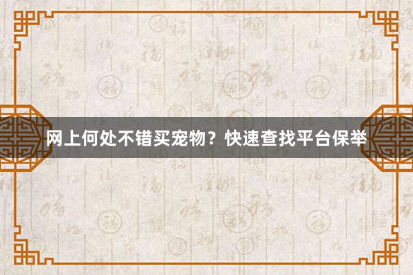 网上何处不错买宠物？快速查找平台保举